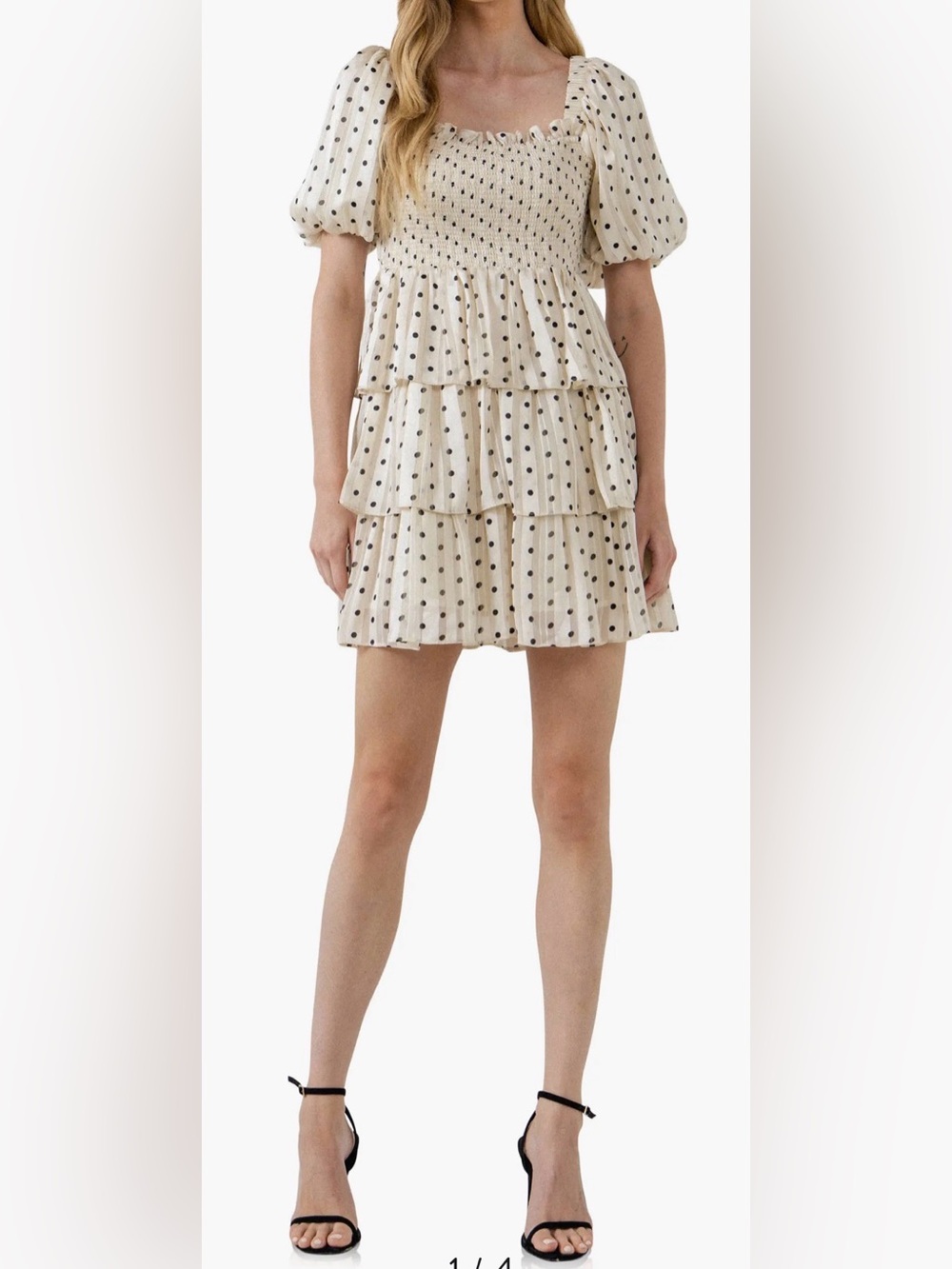 NWT Endless Rose Cream Polka Dot Tiered Mini Dress